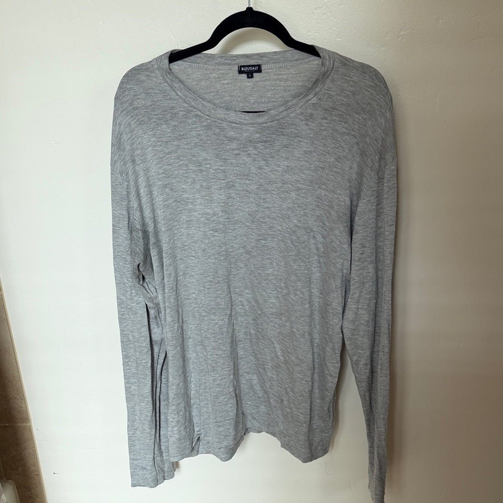 Bleusalt Light Heather Gray Long Sleeve Crew Tee